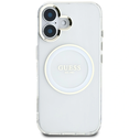 Guess IML Metal Colored Circle Classic Logo MagSafe Apple iPhone 16 white