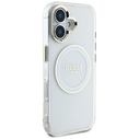 Guess IML Metal Colored Circle Classic Logo MagSafe Apple iPhone 16 white