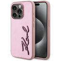 Karl Lagerfeld Wrinkled Metal Signature Apple iPhone 15 Pro pink