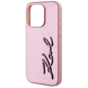 Karl Lagerfeld Wrinkled Metal Signature Apple iPhone 15 Pro pink