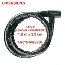 Master Lock Αντικλεπτική Αλυσίδα Μοτοσυκλέτας με Κλειδαριά και Μήκος 120εκ. (Ø22mm) - 8115EURDPS
