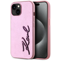 Karl Lagerfeld Wrinkled Metal Signature Apple iPhone 15 pink