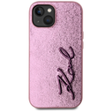 Karl Lagerfeld Wrinkled Metal Signature Apple iPhone 15 pink