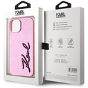 Karl Lagerfeld Wrinkled Metal Signature Apple iPhone 15 pink