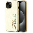 Karl Lagerfeld Wrinkled Metal Signature Apple iPhone 15 gold