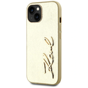 Karl Lagerfeld Wrinkled Metal Signature Apple iPhone 15 gold