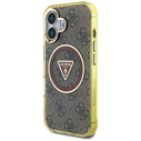 Guess IML Metal Glitter 4G Circle Triangle MagSafe Apple iPhone 16 brown