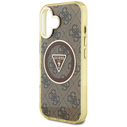 Guess IML Metal Glitter 4G Circle Triangle MagSafe Apple iPhone 16 brown