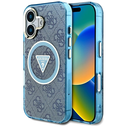 Guess IML Metal Glitter 4G Circle Triangle MagSafe Apple iPhone 16 blue