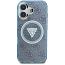 Guess IML Metal Glitter 4G Circle Triangle MagSafe Apple iPhone 16 blue