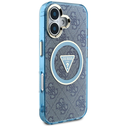 Guess IML Metal Glitter 4G Circle Triangle MagSafe Apple iPhone 16 blue
