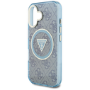 Guess IML Metal Glitter 4G Circle Triangle MagSafe Apple iPhone 16 blue