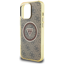 Guess IML Metal Glitter 4G Circle Triangle MagSafe Apple iPhone 16 Pro brown
