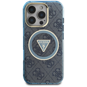 Guess IML Metal Glitter 4G Circle Triangle MagSafe Apple iPhone 16 Pro Max blue