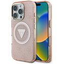 Guess IML Metal Glitter 4G Circle Triangle MagSafe Apple iPhone 16 Pro Max pink