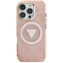 Guess IML Metal Glitter 4G Circle Triangle MagSafe Apple iPhone 16 Pro Max pink