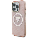Guess IML Metal Glitter 4G Circle Triangle MagSafe Apple iPhone 16 Pro pink
