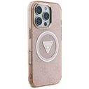 Guess IML Metal Glitter 4G Circle Triangle MagSafe Apple iPhone 16 Pro pink