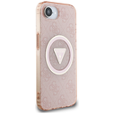 Guess IML Metal Glitter 4G Circle Triangle MagSafe Apple iPhone 17e / 16e pink