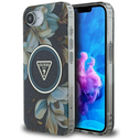 Guess IML Metal Glitter Flowers Triangle MagSafe Apple iPhone 17e / 16e black