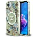 Guess IML Metal Glitter Flowers Triangle MagSafe Apple iPhone 17e / 16e green