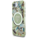 Guess IML Metal Glitter Flowers Triangle MagSafe Apple iPhone 17e / 16e green