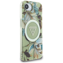 Guess IML Metal Glitter Flowers Triangle MagSafe Apple iPhone 17e / 16e green