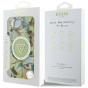 Guess IML Metal Glitter Flowers Triangle MagSafe Apple iPhone 17e / 16e green