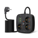 Tech-Protect PCS3X4 Power Strip 2xUSB-A, 2xUSB-C, 3xSocket AC 200cm Black