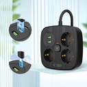 Tech-Protect PCS3X4 Power Strip 2xUSB-A, 2xUSB-C, 3xSocket AC 200cm Black