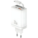 USAMS Xiang Series CC296 30W USB-A, USB-C Wall Charger + USB-C Cable white