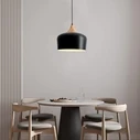 Nordic Black Wood - Κρεμαστό Μονόφωτο E27 Μαύρο Μέταλλο-Ξύλο Καμπάνα M35 x Π35 x Υ27cm - VenCore