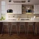 Nordic Black Wood - Κρεμαστό Μονόφωτο E27 Μαύρο Μέταλλο-Ξύλο Καμπάνα M35 x Π35 x Υ27cm - VenCore