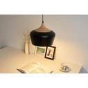 Nordic Black Wood - Κρεμαστό Μονόφωτο E27 Μαύρο Μέταλλο-Ξύλο Καμπάνα M35 x Π35 x Υ27cm - VenCore