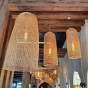 Bamboo Tower - Κρεμαστό Μονόφωτο Φωτιστικό E27 από Φυσικό Μπαμπού (25 x 25 x 50 cm) - VenCore