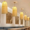 Bamboo Tower - Κρεμαστό Μονόφωτο Φωτιστικό E27 από Φυσικό Μπαμπού (25 x 25 x 50 cm) - VenCore