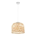 Bamboo Light - Κρεμαστό Μονόφωτο E27 Boho Μπαμπού Φυσικό Πλέγμα (M35 x Π35 x Υ22 cm) - VenCore