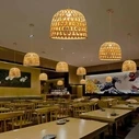 Bamboo Light - Κρεμαστό Μονόφωτο E27 Boho Μπαμπού Φυσικό Πλέγμα (M35 x Π35 x Υ22 cm) - VenCore