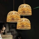 Bamboo Light - Κρεμαστό Μονόφωτο E27 Boho Μπαμπού Φυσικό Πλέγμα (M35 x Π35 x Υ22 cm) - VenCore