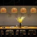 Bamboo Light - Κρεμαστό Μονόφωτο E27 Boho Μπαμπού Φυσικό Πλέγμα (M35 x Π35 x Υ22 cm) - VenCore