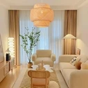 Bamboo Cloud - Κρεμαστό Μονόφωτο E27 Boho Μπαμπού Φυσικό Πλέγμα (Μ56 x Π56 x Υ54 cm)