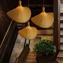 Summer Wave - Hanging Single-Light E27 Boho Bamboo Shade Natural Weave (VenCore 91710)