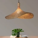 Summer Wave - Hanging Single-Light E27 Boho Bamboo Shade Natural Weave (VenCore 91710)