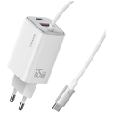 USAMS JC Series CC266 65W GaN Fast Charger USB-A, 2xUSB-C white