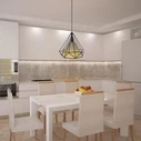VenCore Poligon 6089-10003 - Φωτιστικό Οροφής Μονόφωτο Κρεμαστό Μαύρο Μεταλλικό & Λευκό Ύφασμα