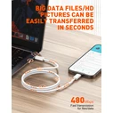 Ldnio Braided USB 2.0 Cable USB-C male - USB-C 65W Λευκό 1m