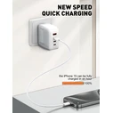 Ldnio Braided USB 2.0 Cable USB-C male - USB-C 65W Λευκό 2m