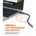 Ldnio Braided USB 2.0 Cable USB-C male - USB-C 100W Μαύρο 2m