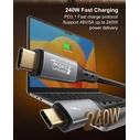 Ldnio Braided USB 2.0 Cable USB-C male - USB-C 240W Μαύρο 1m