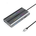 Orico USB-C 12σε1 Docking Station με HDMI 4K, VGA, PD 100W, Ethernet Gigabit, 3x USB-A 3.0, Card Reader, Jack 3.5mm — Γκρι